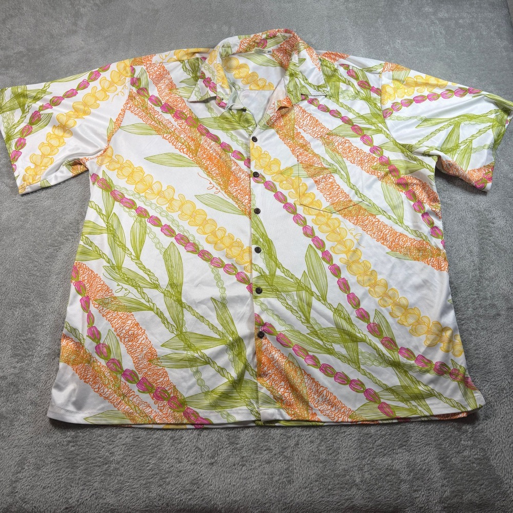 Lola Simply Sisters Hawaiian Shirt Mens 3XL White Floral Lei Aloha